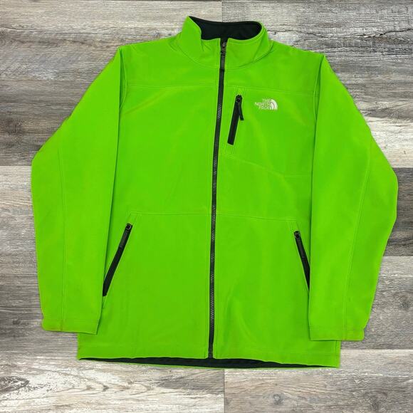 The North Face Apex Bionic Neon Green L‎ Full Zip Fleece Lined Softshell Jacket - Picture 1 of 10